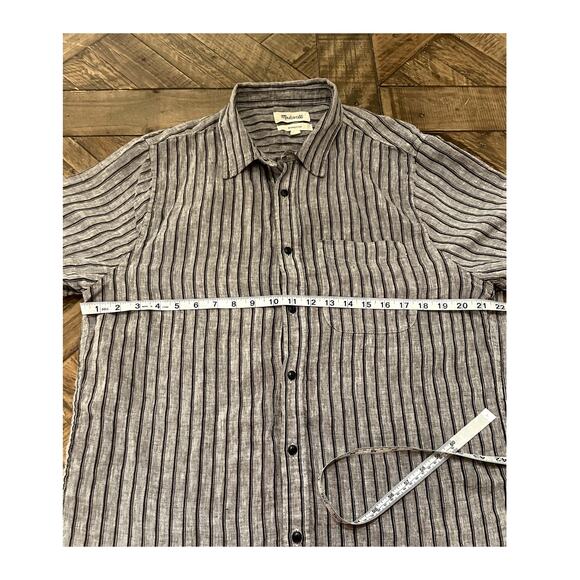 Madewell Gray Striped Casual Button Down Shirt - Picture 4 of 6